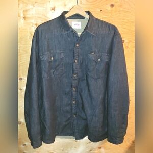 Wrangler Shacket Men's Size L Sherpa Lined Black Shirt Jacket Button-up